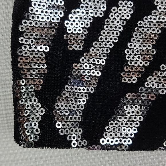 Milly Minis Animal Print Zebra Stripes Silver Sequins Black Velvet Mini Skirt 8 - Picture 5 of 13